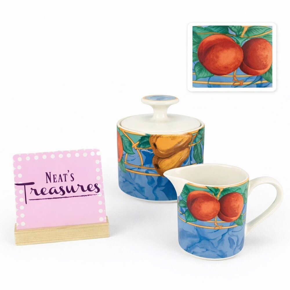 Victoria & Beale FORBIDDEN FRUIT Porcelain Fruit Lidded Sugar Bowl Creamer Set